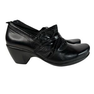 Naot Officecore Black Leather Heeled Loafer Shoes Comfort Work Career EU 41